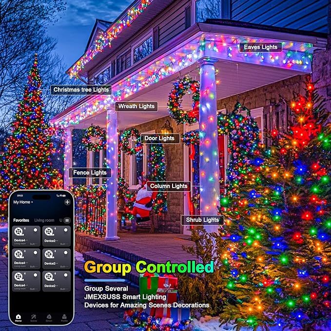 JMEXSUSS 800 LED RGB String Light Outdoor Indoor with Remote, Color Changing Christmas Lights Clear Wire Smart Lights Plug in for Bedroom Tree Room Party Birthday Xmas Decorations