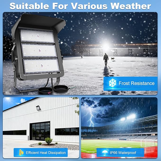112500LM Led Stadium Light Dimmable 0-750w Super Bright Led Arena Flood Lights Outdoor 100-277v 5000k Yoke U Mount IP66 Waterproof Outside Wall Light Commercial for Square, Golf Court, Port