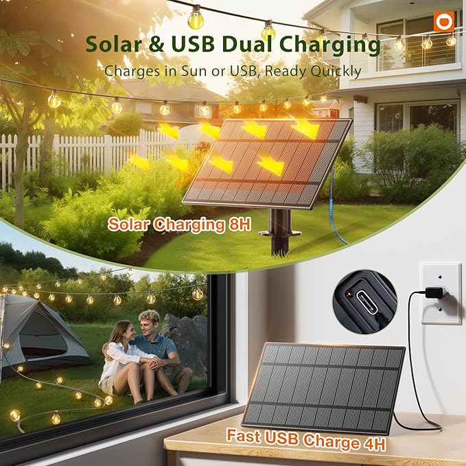 addlon 200FT(2 Pack*100FT) Solar String Lights Outdoor Waterproof with Remote, Dimmable Commercial Grade Solar Powered String Lights with 108 LED Bulbs, Hanging Light for Backyard Party Decor