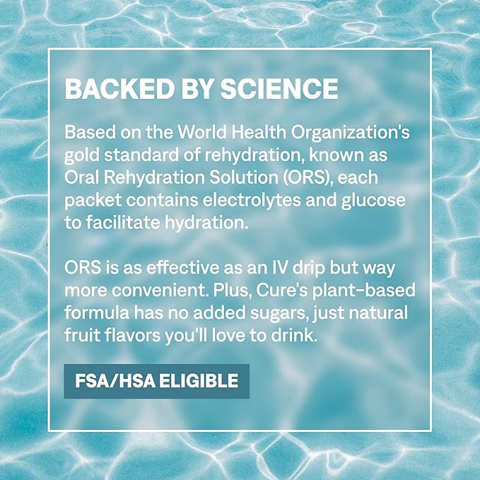 Cure Hydration Plant-Based Electrolyte Drink Mix | No Added Sugar | Dehydration Relief | Coconut Water Powder | FSA-HSA Eligible | Non-GMO, Vegan | 8 Packets – Tropical Punch