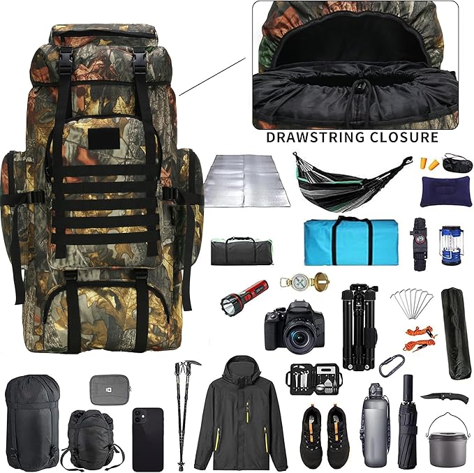 Hiking Backpack for Men 70L/100L Camping Backpack Military Rucksack Molle 3 Days Assault Pack for Climbing | Camping Backpack, 3 Days Assault Pack, for Climbing