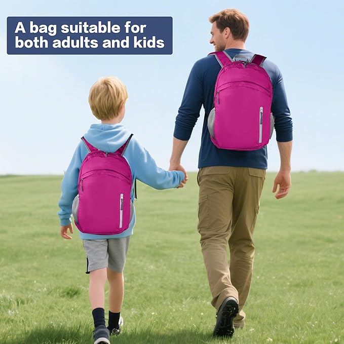 Waterproof Foldable Backpack Dry Storage Lightweight Daypack 35L Outdoor Backpack for Beach Men Women Dark Pink