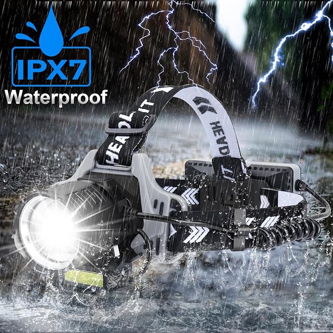 Bud K Rechargeable LED Headlamp, 1200 Lumens Super Bright Headlamp Flashlight, 8 Modes, 135° Adjustable, IPX7 Waterproof Head Lamp for Camping, Running, Climbing, Hiking