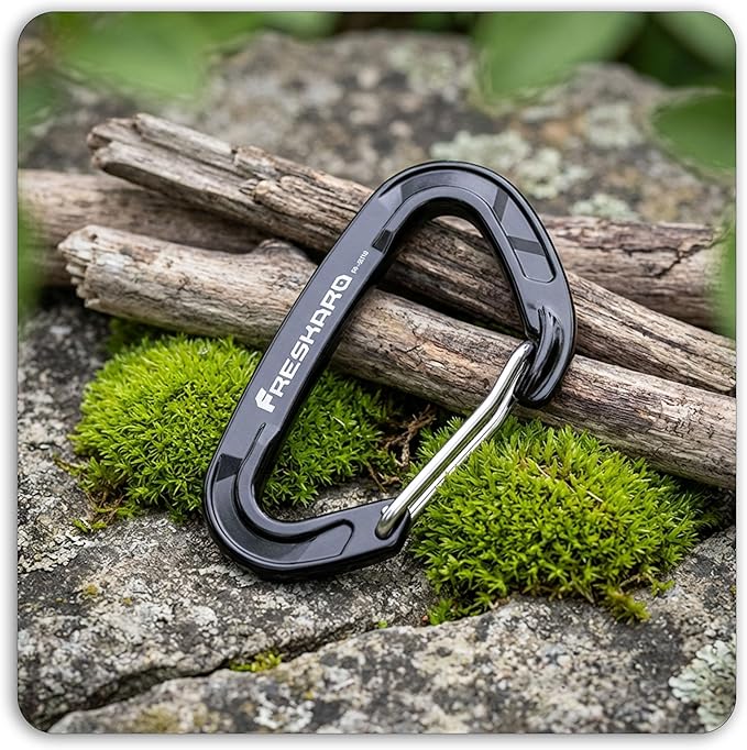 FresKaro 5pcs Nano Carabiner Clips, 8kN 1798lbs, Small Sturdy, Reliable Time-Tested Strong Spring Wiregate, Mini Size 2.37inch, Choice of 5colors