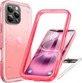 Cozycase for iPhone 16 Pro Max Case Waterproof - 360 Heavy Duty with Screen/Camera Protector Shockproof IP68 Underwater Dustproof Water Shock Proof Full Body/Front and Back Case Pink/Frosted Clear