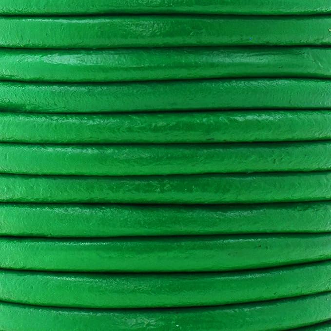 Mandala Crafts Round Genuine Green Leather Cord for Jewelry Making – 4mm Cowhide Leather Rope String Lace for Kumihimo – 11 Yards Cowhide Craft Cording Spool