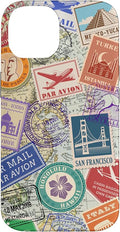 World Map Travel Passport Stamps Postage Stamp Case for iPhone 14