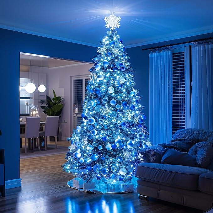 Brightown Battery Operated Christmas Lights 2 Pack 18 Feet 50 LED Clear Mini String Lights with 8 Modes Waterproof Tree Lights for Xmas Outdoor Indoor Holiday Party Garden Decor, Blue & White
