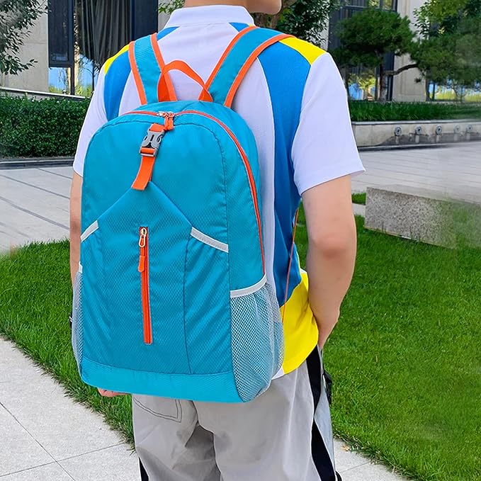 levayhill 25L Foldable Hiking Backpack Lightweight Packable Basic-Daypack Collapsible Bag Water-Resistant Travel Men Women Camping Cycling Outdoor (Blue)