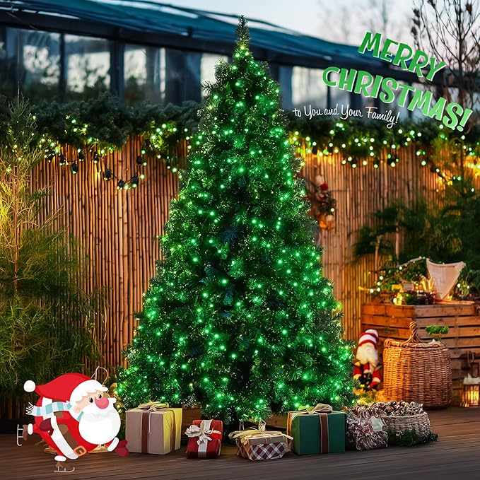 JMEXSUSS 2 Pack Solar String Lights Outdoor Waterproof, Total 66 FT 200 LED Solar Christmas Lights Outdoor, Twinkle Light for Christmas Tree Outside Garden Yard Xmas Decor, Green