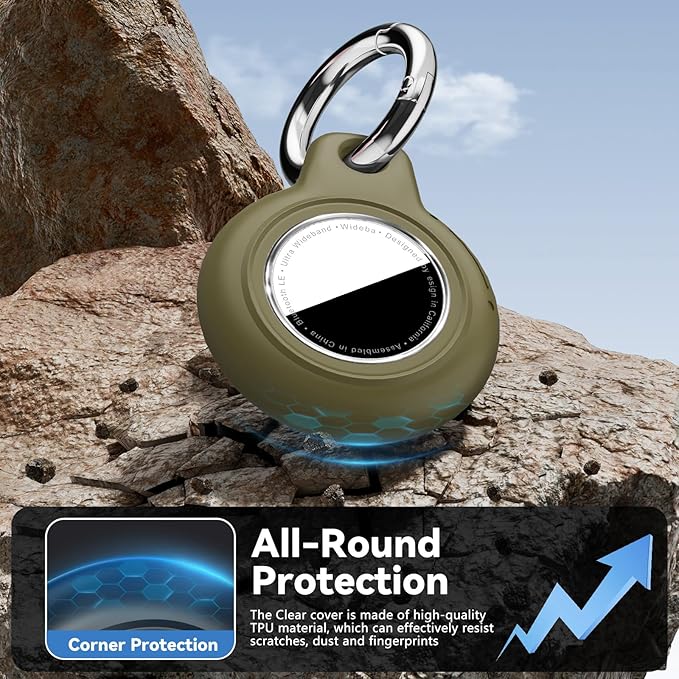 for Apple AirTag 2nd & 1st Gen, Waterproof Case for AirTag Holder Keychain,GPS Tracker Cover for Dog,Car Key,Luggage-E1-Army Green