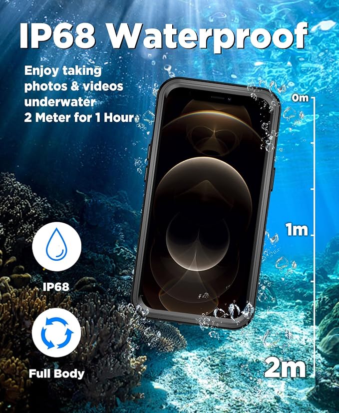 Beeasy for iPhone 12 Pro Waterproof Case [Compatible with Magsafe] [Built-in Screen Protector], 360 Full Body Heavy Duty Phone Case, Military Grade Shockproof Dustproof,Magnetic Black