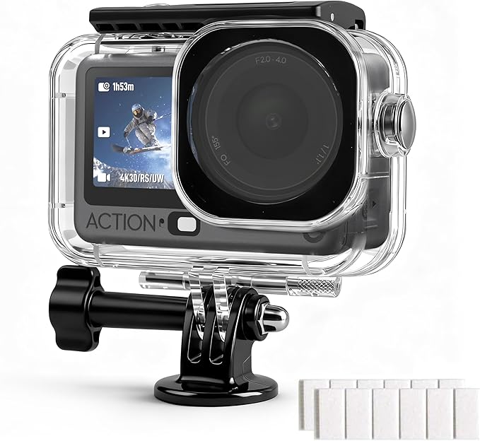 FitStill Waterproof Diving Case Only for DJI OSMO Action 6,196FT/60M Underwater Shell Anti-Scratch Invisible Dive Protective Cover Housing with 1/4 Adapter Mount Action6 Camera Accessory