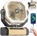 Orteen Camping Fan Rechargeable - 9-Inch Battery Powered Fan, 24000mAh(60Hrs) Battery Operated for Camping, Auto Oscillation Cordless, Tent Fan with Remote/Light, 4 Speeds, 4 Timing, Outdoor