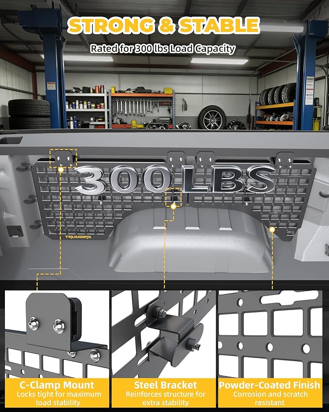 Trumgeta Aluminum Side Bed MOLLE Panel Fit for 2019–2026 Chevy Silverado 5.8FT, Easy No-Drill Install, Heavy-Duty Truck Bed Organizer Rack System for Tools Gear Accessories