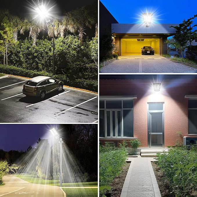 Solar Street Lights Outdoor Waterproof Dusk to Down with Motion Sensor, 6500W Outdoor Solar Flood Light for Parking Lot, LED Security Street Lights Solar Powered for Yard Garden & Walkway