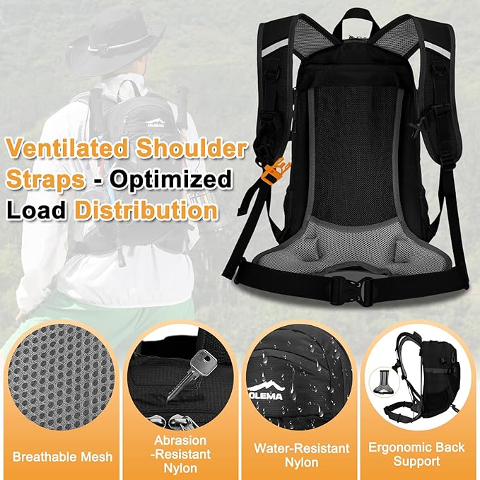 OLEMA Hiking Backpack, 25L Lightweight Travel Backpacks,Camping Daypack for Outdoor Sports,Lightweight Travel Camping Backpack for Men Women