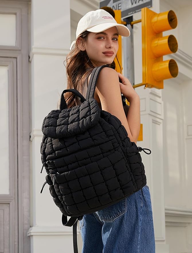 CLUCI Puffy Quilted Backpack Purse for Women, Casual Lightweight Daypack for Women Travel | Purse, Casual, Lightweight, Travel