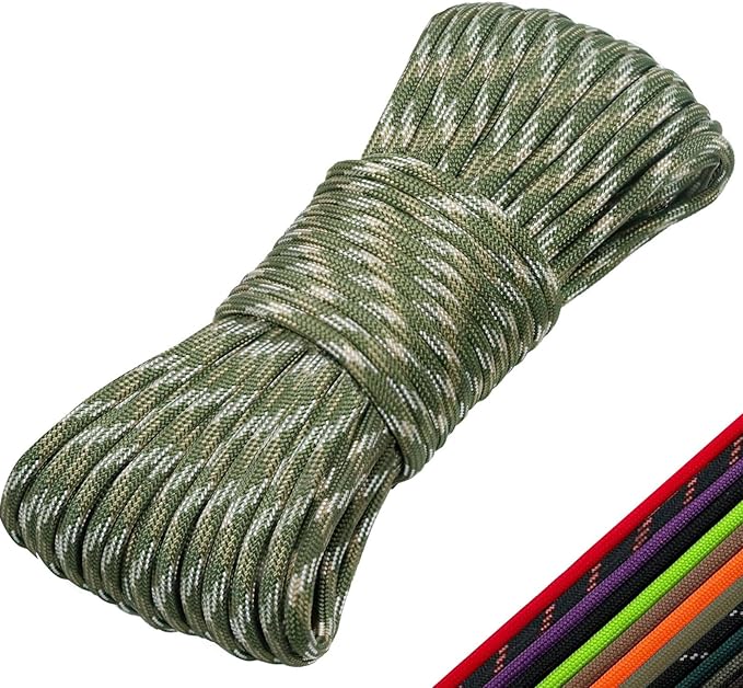 Paracord 550 Rope 100 Feet 5/32 Inch 7 Strand Type III Nylon Rope Parachute Cord for Survival Gear, Hiking, Camping, and Outdoor Use
