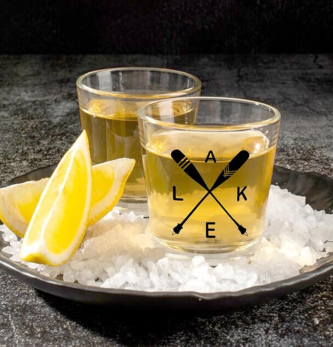 Nogrit Lake House Decor Whiskey Glasses 10 Oz,Beach Wine Old Fashioned Rocks Glasses Lake Gifts for Women Men Drinking Cocktail Scotch Vodka Tequila Rum