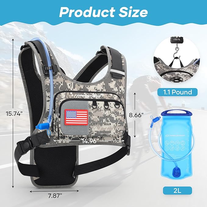 Maelstrom Running Vest, Detachable Hydration Backpack for Men Women with 2L Water Bladder & Chest Pack, Breathable Hiking Water Backpack for Cycling, Climbing, Marathon