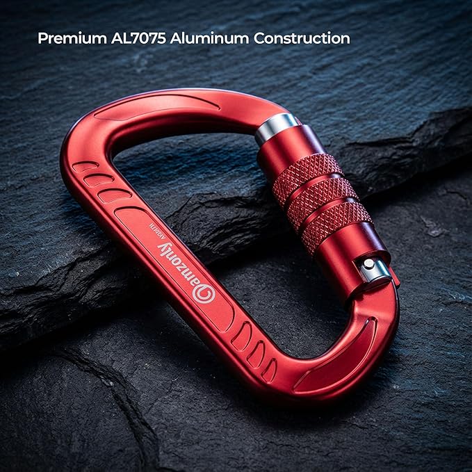 3inch Auto Locking Carabiner Clips Heavy Duty, 12KN /2697lbs Lightweight keychain carabiners, Sturdy Twist Lock Caribeeners for Camping Hiking Hammock Swing Backpack, dog leash and Harness etc