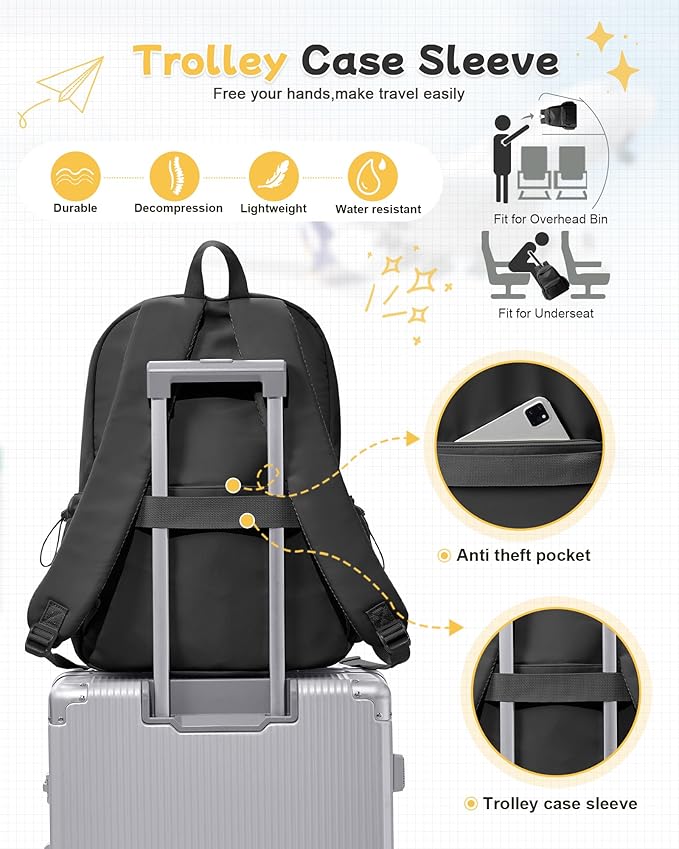 Black Backpack for Men Women Large, Gym Backpack for Women Foldable Outdoor Weekender Gym Bag, Waterproof Sports Back Pack & Dance Yoga travel Bag
