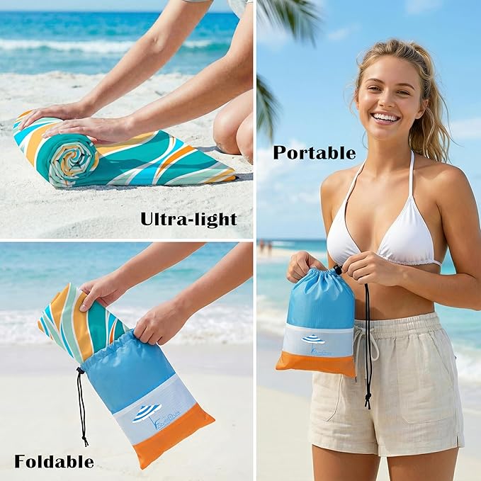 Famstar Beach Blanket Oversized Extra Large 78" X 81",Waterproof Sandproof Beach Blanket 1-7 Adults Lightweight Durable for Travel Camping Hiking Picnic