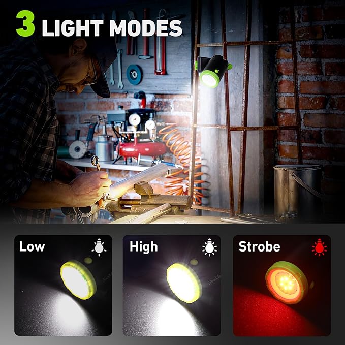 4-Pack Rechargeable LED Work Lights, 360-Degree Adjustable Spotlights with Magnetic Base, Clamp Lights for Barbecue, Workshop, Construction Site, Car Repairing and Home Using