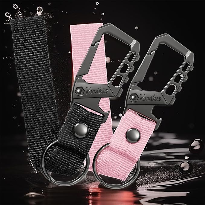 Metal heavy duty key chain carabiner clip bottle opener wrist lanyard ring car key fob unisex for men and women