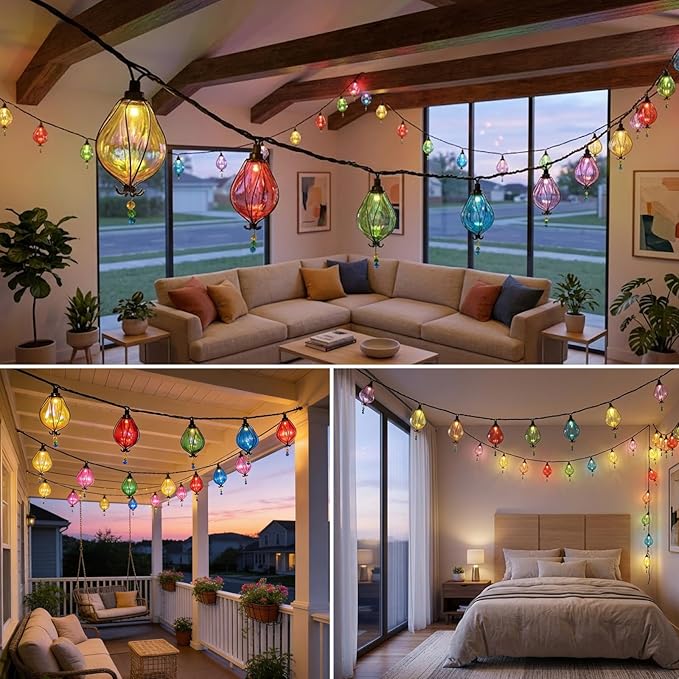Vigdur Multicolor Outdoor String Lights with 10 Bulbs Connectable Waterproof, Indoor Outdoor Patio Light for Party Wedding Bedroom Cottagecore Decor