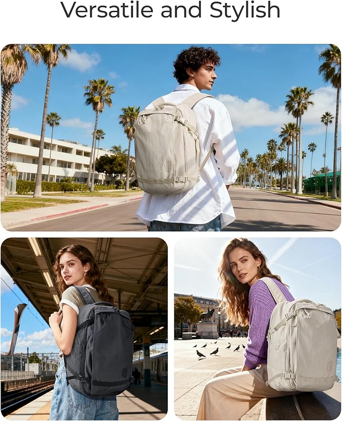 BAGSMART Travel Backpack Women, 15.6 Inch Carry On Backpack Flight Approved, TSA Approved Personal Item Travel Bag, Water Resistant Weekender Bag Luggage Daypack, Beige