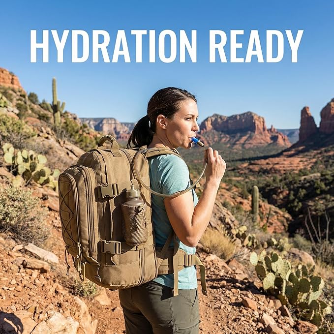 Large Military Bug Out Bag 3 Day Pack Expandable Backpack Army Daypack for Outdoor Hiking Hunting (Tan)