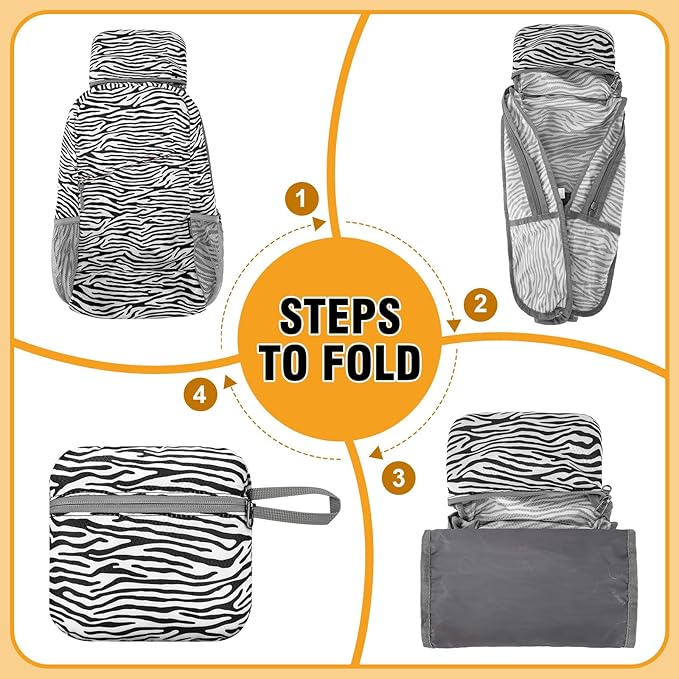 ZOMAKE Lightweight Packable Backpack,Foldable Backpacks Small Daypack for Hiking Water Resistant Day Bag for Travel(Zebra print)