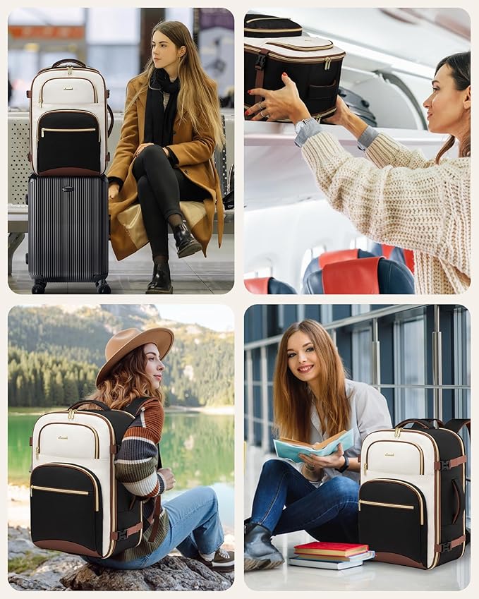 LOVEVOOK Travel Backpack for Women, 50L Airline Approved Carry On Backpack Luggage with 3 Packing Cubes, TSA Personal Item Travel Bag, Waterproof Weekender Backpack Fits 17.3" Laptop
