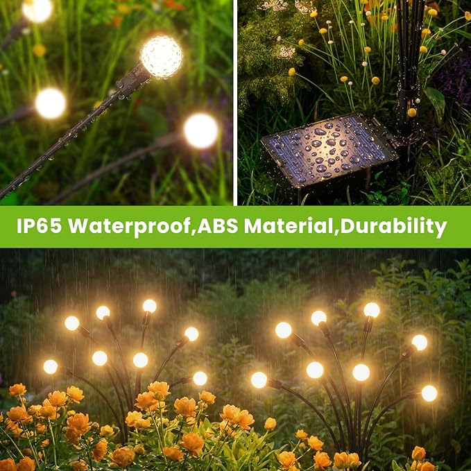 Solar Lights Outdoor(6 Packs,48 LEDs), Solar Firefly Lights with 4 Modes, Solar Lights Outdoor Waterproof for Garden Decor, High Lumens Outdoor Lights for Patio Yard, Sway by Wind, Gifts for Women