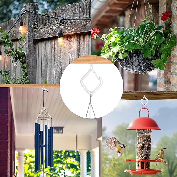 120 Pcs White Eye Hooks Screw Heavy Duty,Ceiling Hooks for Hanging Plants,String Lights,Cup,Wind Chime,Bird Feeders. Plant Hanger Indoor&Outdoor
