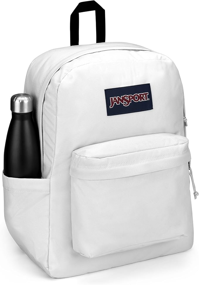 JanSport SuperBreak Plus Backpack with Padded 15-inch Laptop Sleeve and Integrated Bottle Pocket - Spacious and Durable Daypack for Work and Travel - White