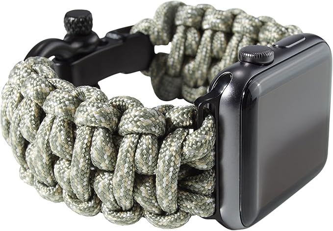 Savior Survival Gear Paracord Watch Band, Compatible with Apple Watch Band 49mm 46mm 45mm 44mm 42mm, iWatch Band Series Ultra 10 9 8 7 6 5 4 3 2 1 SE, Adjustable strap for men ( Digital Camo, X-Large)