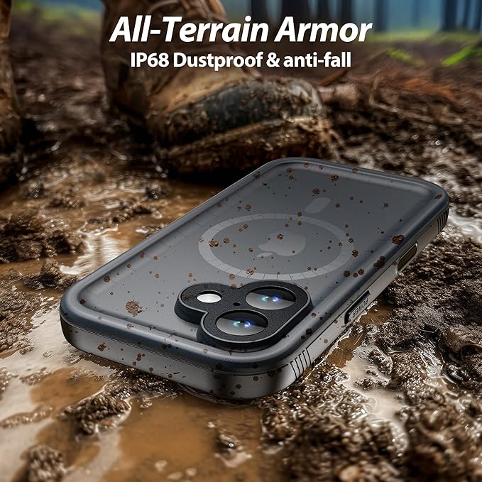 SPORTLINK for iPhone 17 Case - IP68 Waterproof Military Protective Full Body Heavy Duty Shockproof 360 Sealed Dustproof with Camera Screen Protector Phone Cover for iPhone 17 6.3" Mag/Black