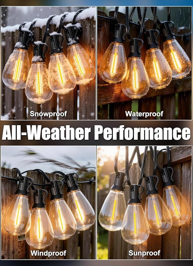50FT Outdoor String Lights Waterproof with 20+1 Shatterproof S11 LED Bulbs, Extra Long Patio Lights Outdoor Waterproof for Backyard, Bistro Lights Outdoor, LED Lights for Outside, Cafe Lights