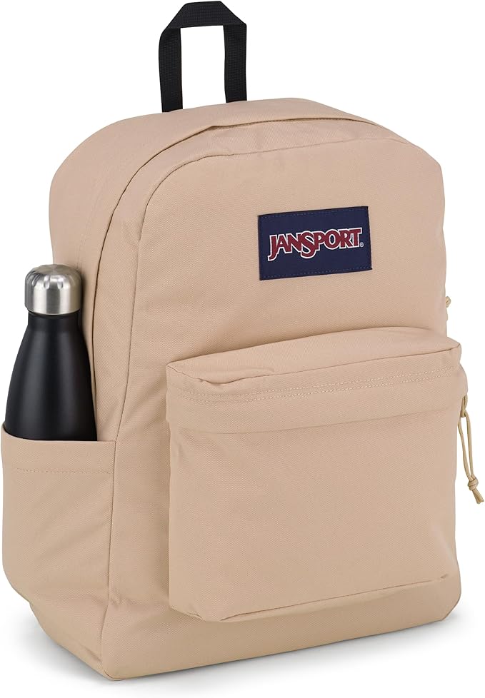 JanSport SuperBreak Plus Backpack with Padded 15-inch Laptop Sleeve and Integrated Bottle Pocket - Spacious and Durable Daypack for Work and Travel - Travertine