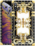 Compatible with iPhone XR Case, Gold Grain Flowers Luxury Golden Decoration for Girl Women Soft TPU Shockproof Protective Hard PC Back for iPhone XR