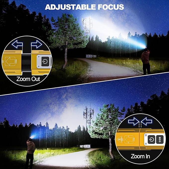 Rechargeable Flashlights High Lumens - Super Bright Small Pocket Magnetic Flashlight, 8 Modes LED Tactical Flash Light, Dual Button Powerful Work Light for Car,Home,Camping,Emergency (1, Yellow Gold)