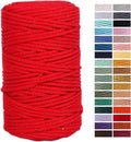 Red Macrame Cord 4mm x 109Yards,Colored Cotton Rope Craft Cord Colorful Cotton Cord Twine for Wall Hanging Plant Hangers Crafts Knitting Decorative Projects