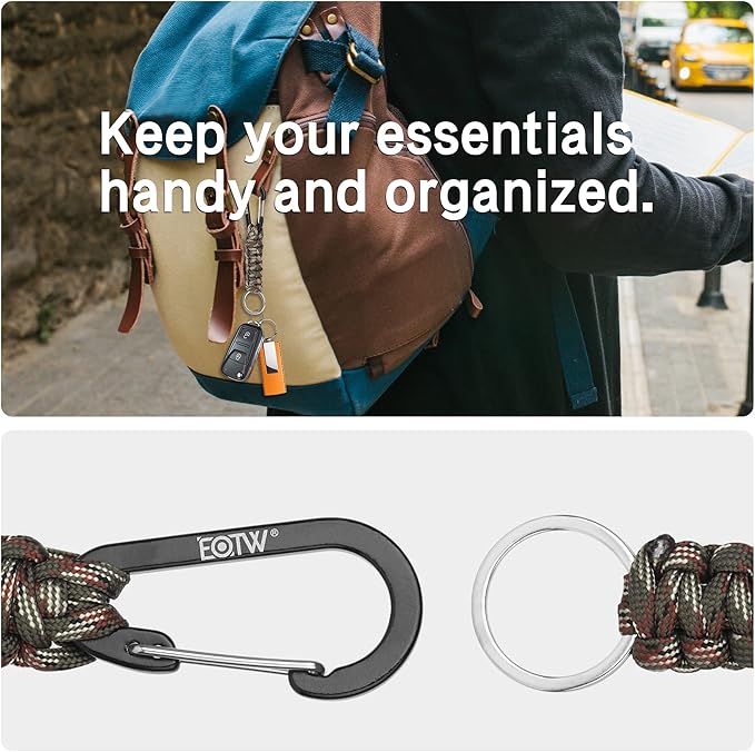 EOTW Paracord Keychain for Men Women Paracord Carabiner Backpack Keychain with Aluminum Clip for Camping Hiking Outdoor Gear