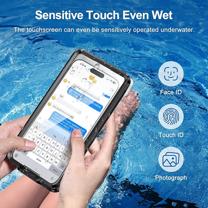 Beasyjoy Waterproof Phone Case, Underwater Snorkeling Diving Phone Case, Universal Self-Check Water Proof Case Up to 6.9 Inch for iPhone 17/16/15/14/13/12 and Samsung S24/S23/S22/Google Series - Black