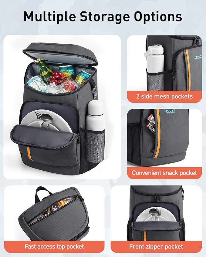 TOURIT Cooler Backpack Lightweight Insulated Backpack Cooler Leak-Proof for Men and Women, Sports Fan Coolers