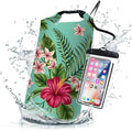 Waterproof Dry Bag,Roll Top Tropical Summer Watercolor Hibiscus Waterproof Backpack 5L/10L/20L Floating and Lightweight Bags for Kayaking, Boating, Swimming and Camping with Waterproof Phone Case