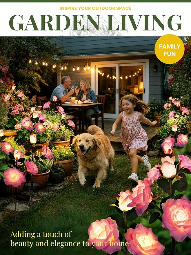 GIGALUMI Solar Lights Outdoor for Garden Decor, 3 Pack Solar Flower Lights Waterproof, 2 Lighting Modes 9 Roses for Pathway,Yard, Patio Decoration, Gardening Gifts for Women (Purple)